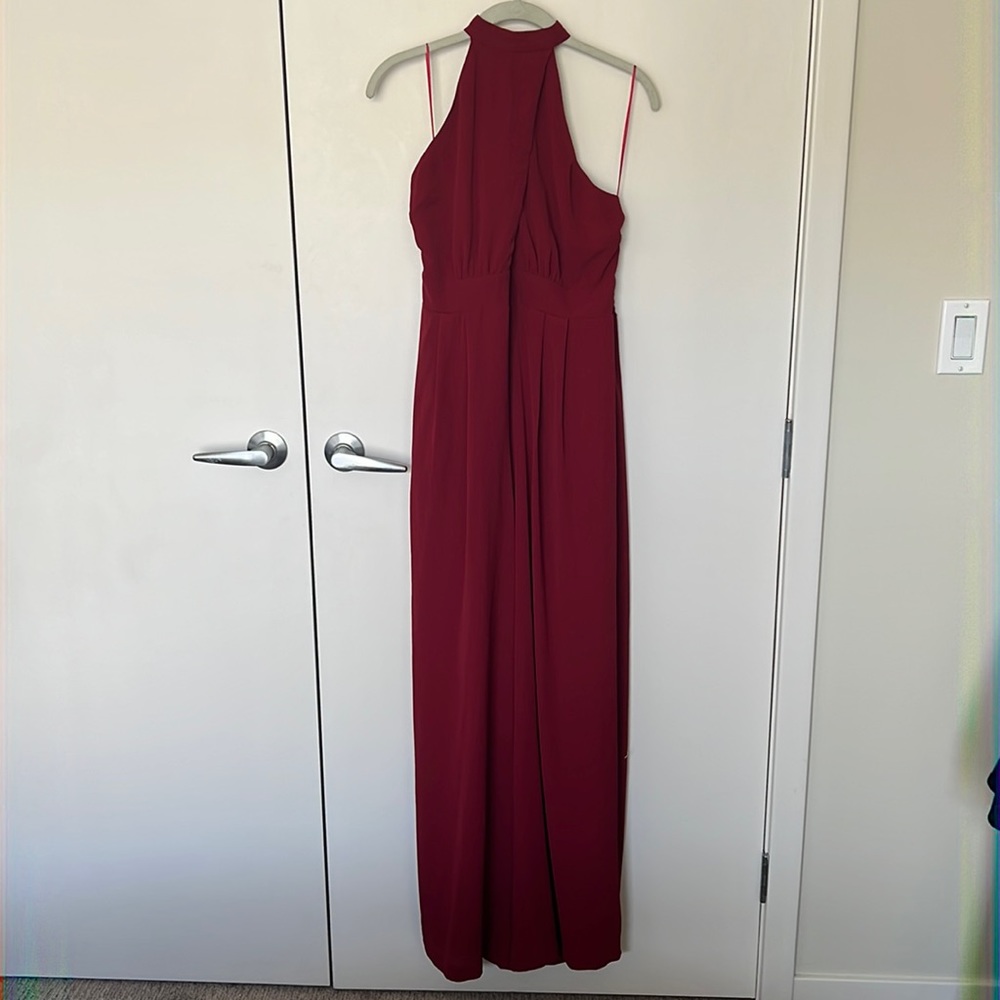 Deep red halter jumpsuit